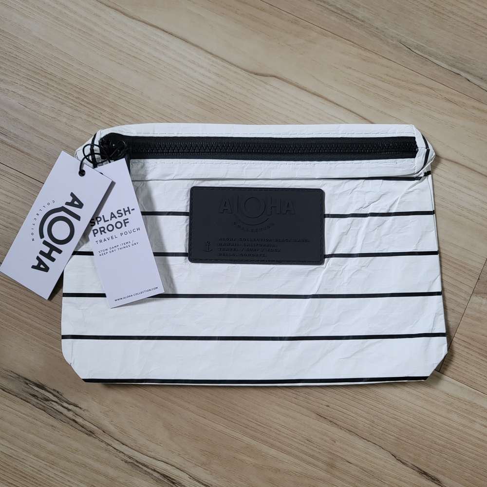 ALOHA Collection Black Label Striped Pouch - White & Black